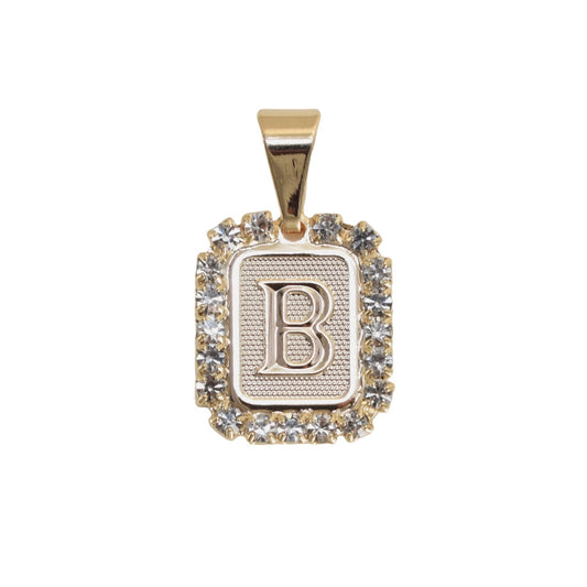 Gold Plated Letter/Initial Pendant B with CZ | Wholesale Jewelry