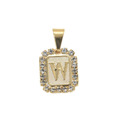 Gold Plated Letter/Initial Pendant W with CZ | Wholesale Jewelry