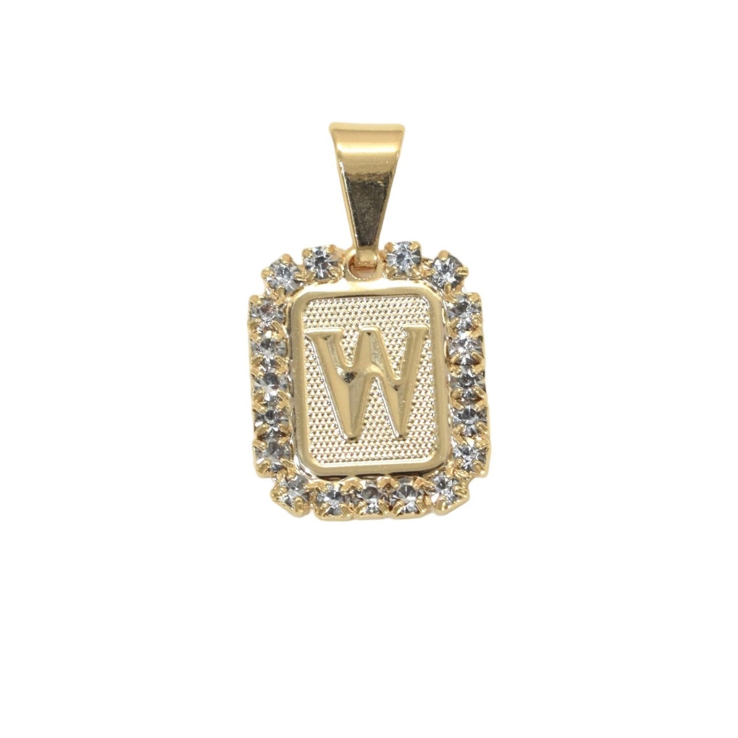 Gold Plated Letter/Initial Pendant W with CZ | Wholesale Jewelry