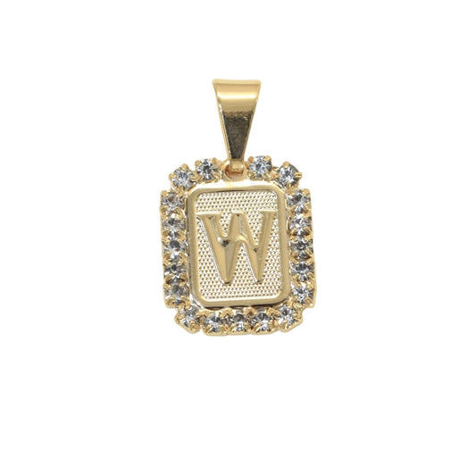 Gold Plated Letter/Initial Pendant W with CZ