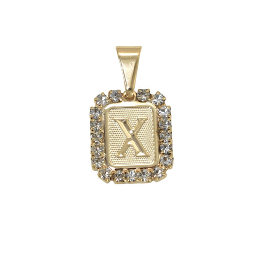 Gold Plated Letter/Initial Pendant X with CZ | Wholesale Jewelry