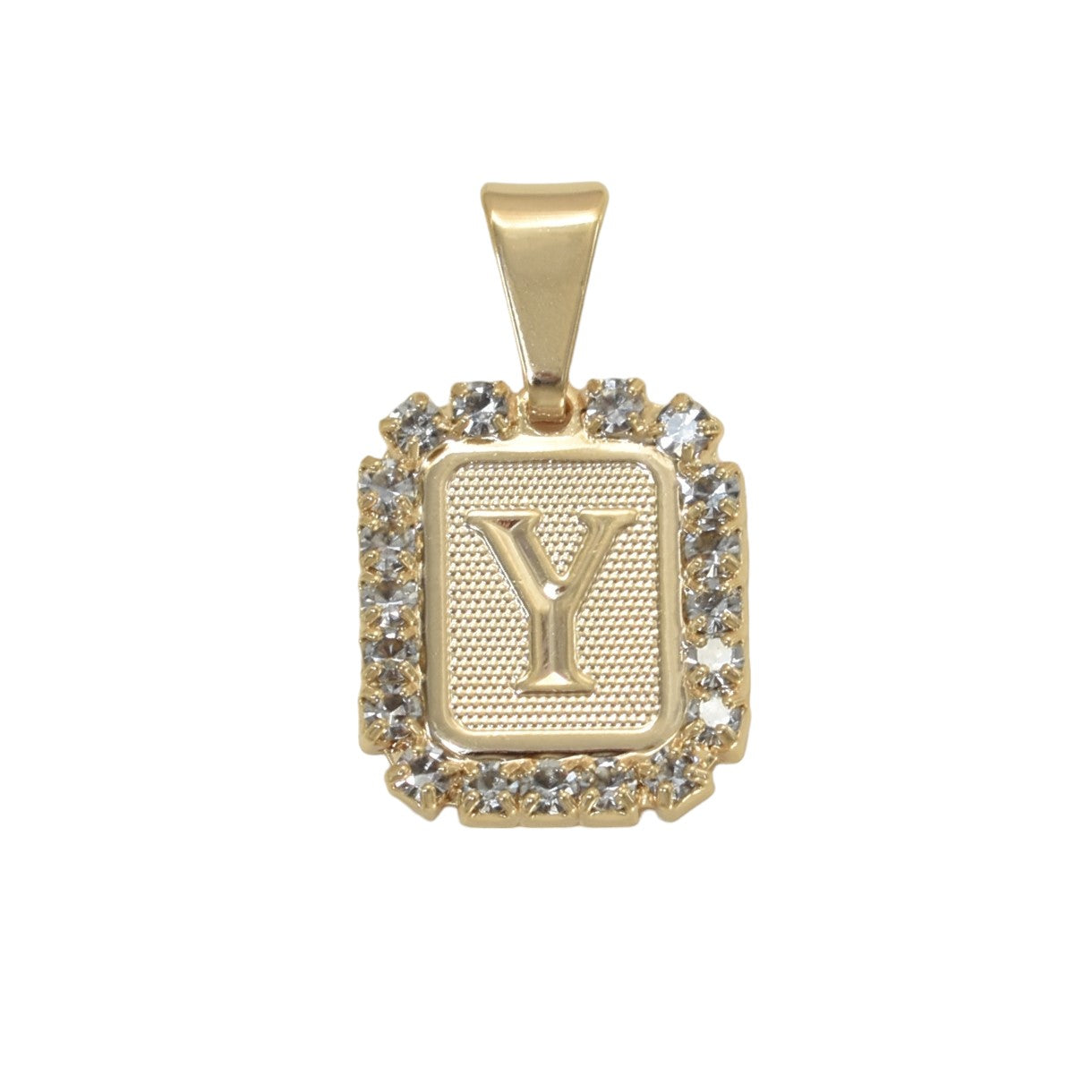 Gold Plated Letter/Initial Pendant Y with CZ