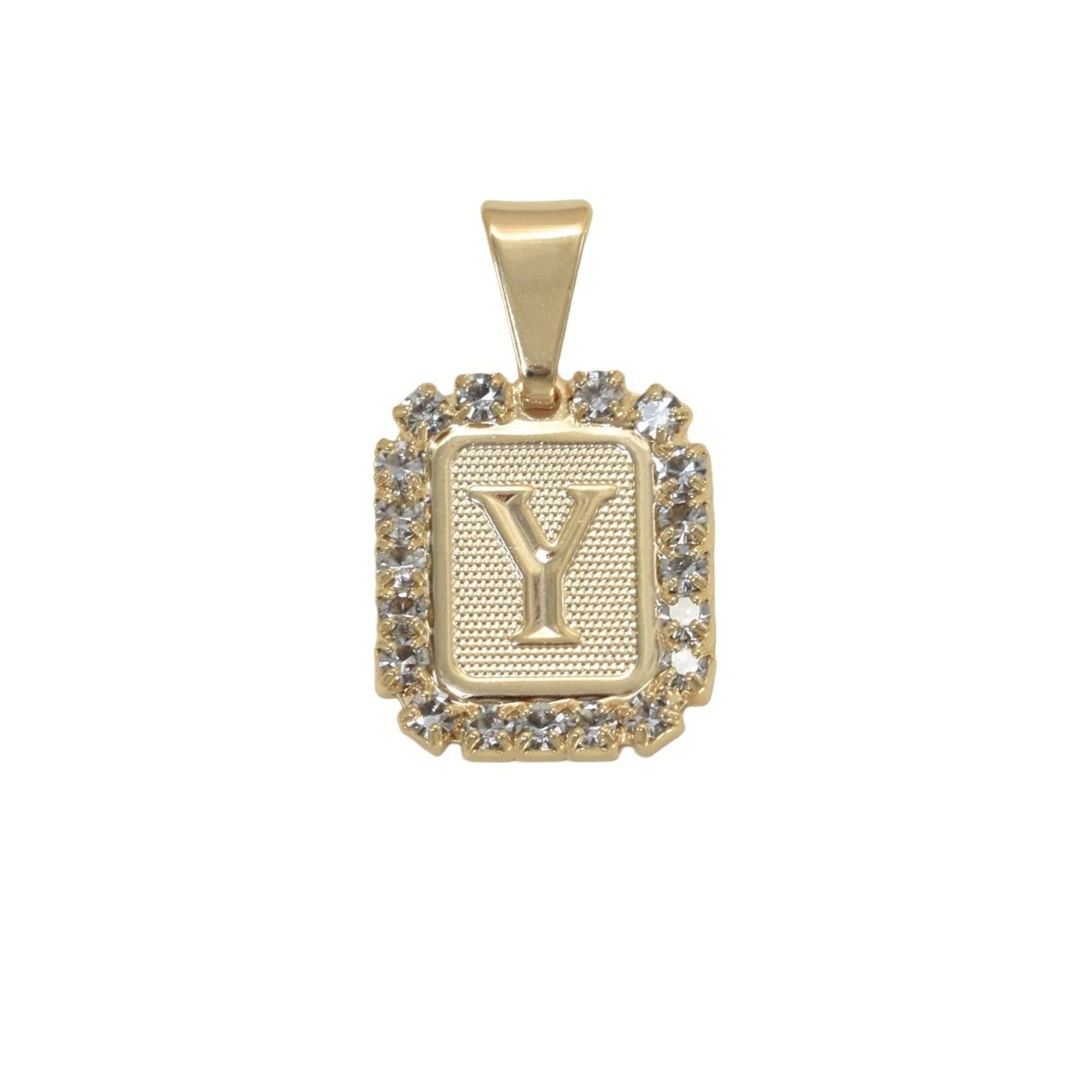 Gold Plated Letter/Initial Pendant Y with CZ