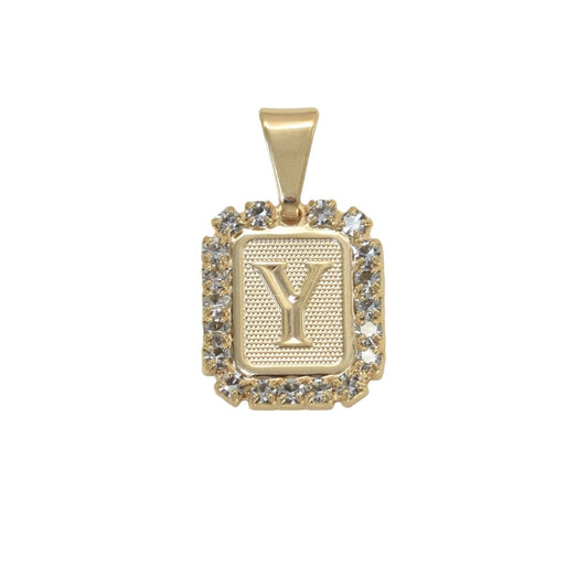 Gold Plated Letter/Initial Pendant Y with CZ | Wholesale Jewelry