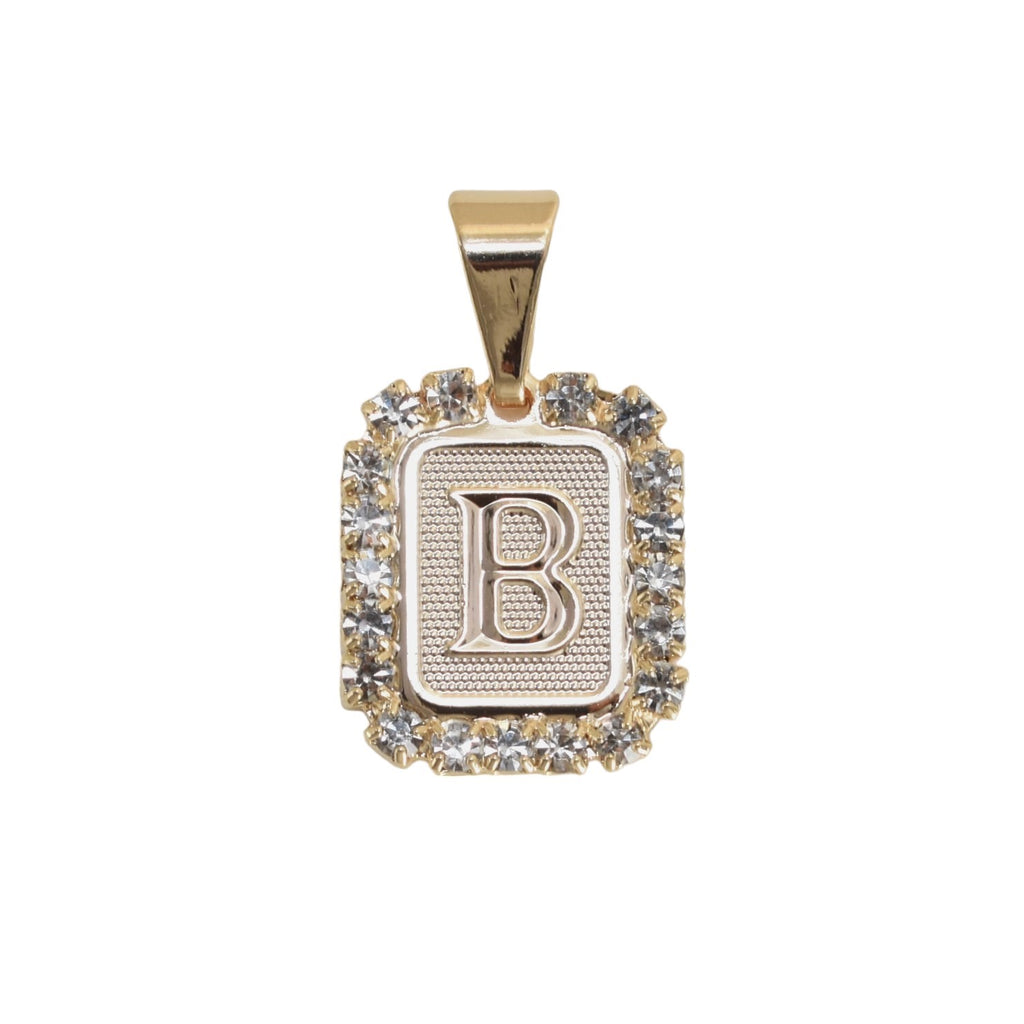 Gold Plated Letter/Initial Pendant B with CZ