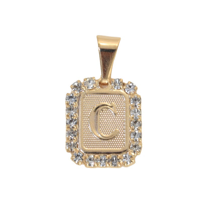 Gold Plated Pendant-Initials Square