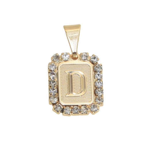 Gold Plated Letter/Initial Pendant D with CZ | Wholesale Jewelry