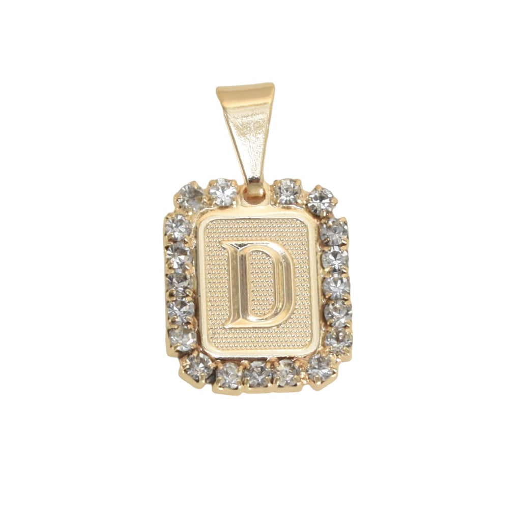 Gold Plated Letter/Initial Pendant D with CZ