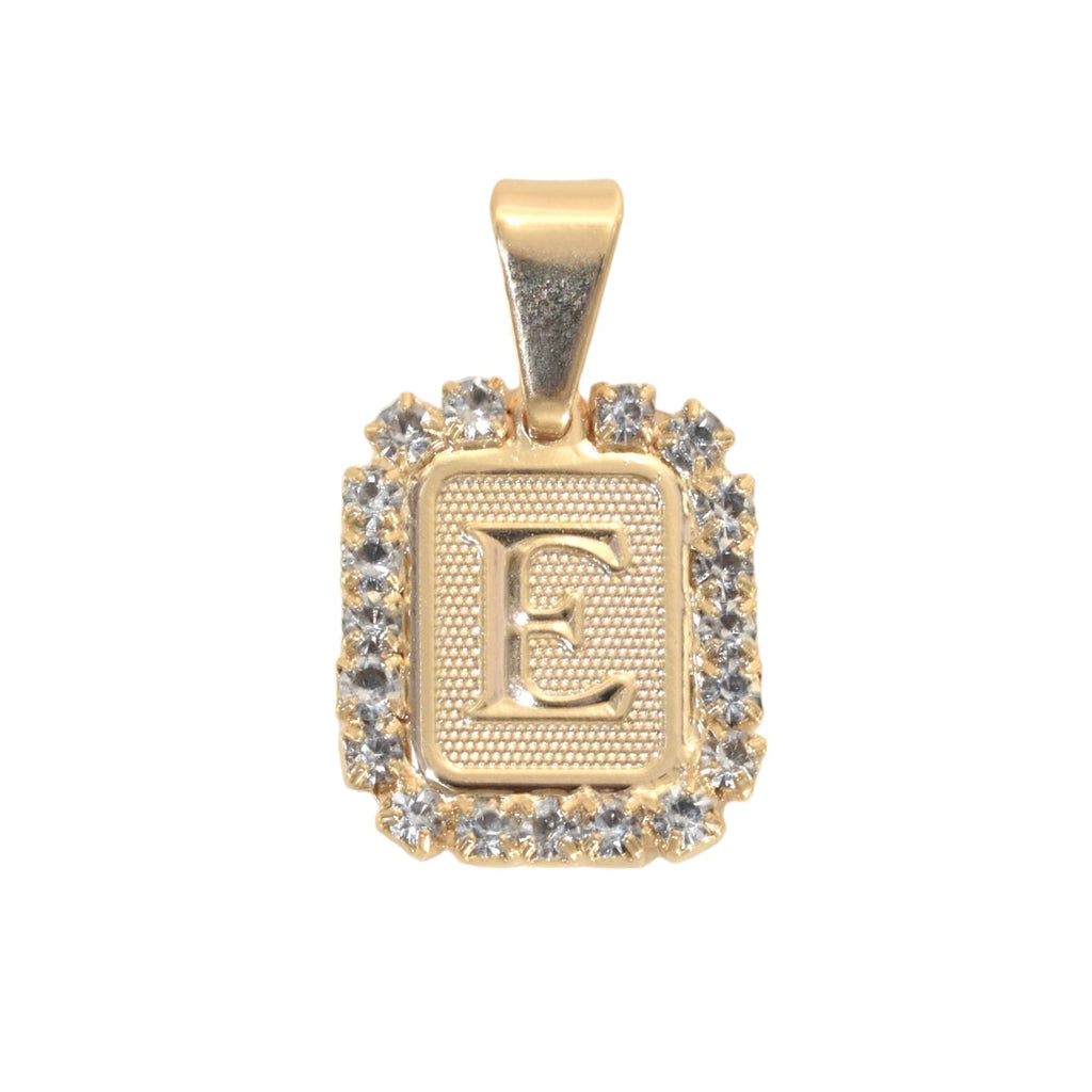 Gold Plated Letter/Initial Pendant E with CZ