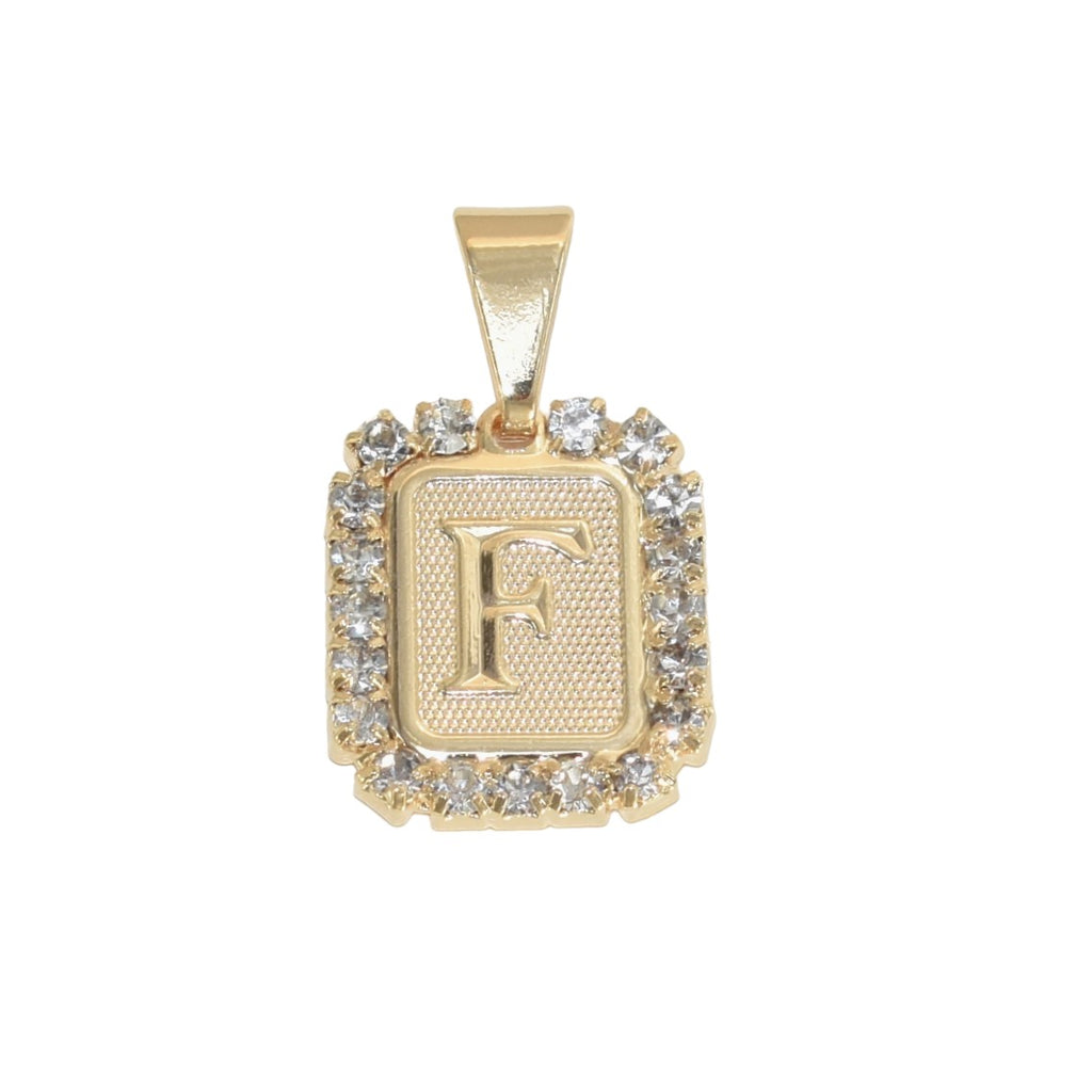 Gold Plated Letter/Initial Pendant F with CZ