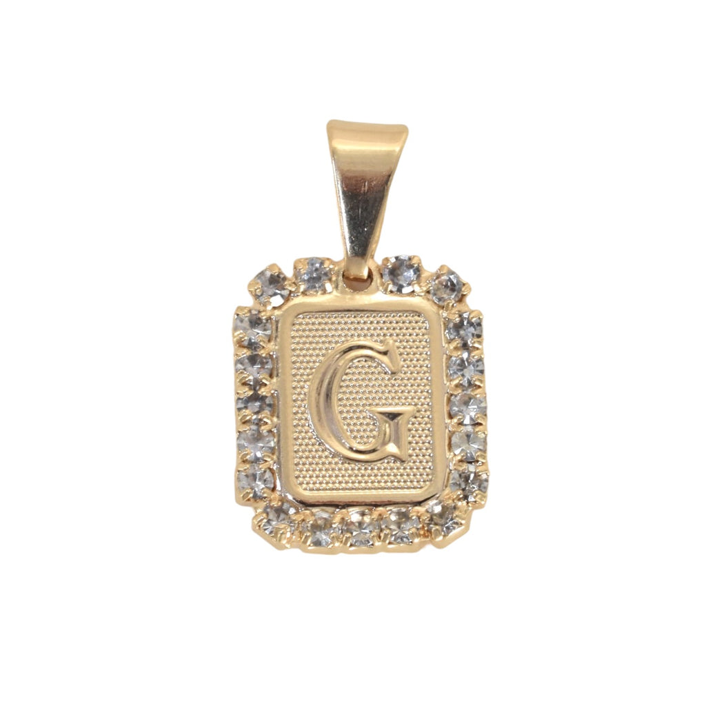 Gold Plated Letter/Initial Pendant G with CZ