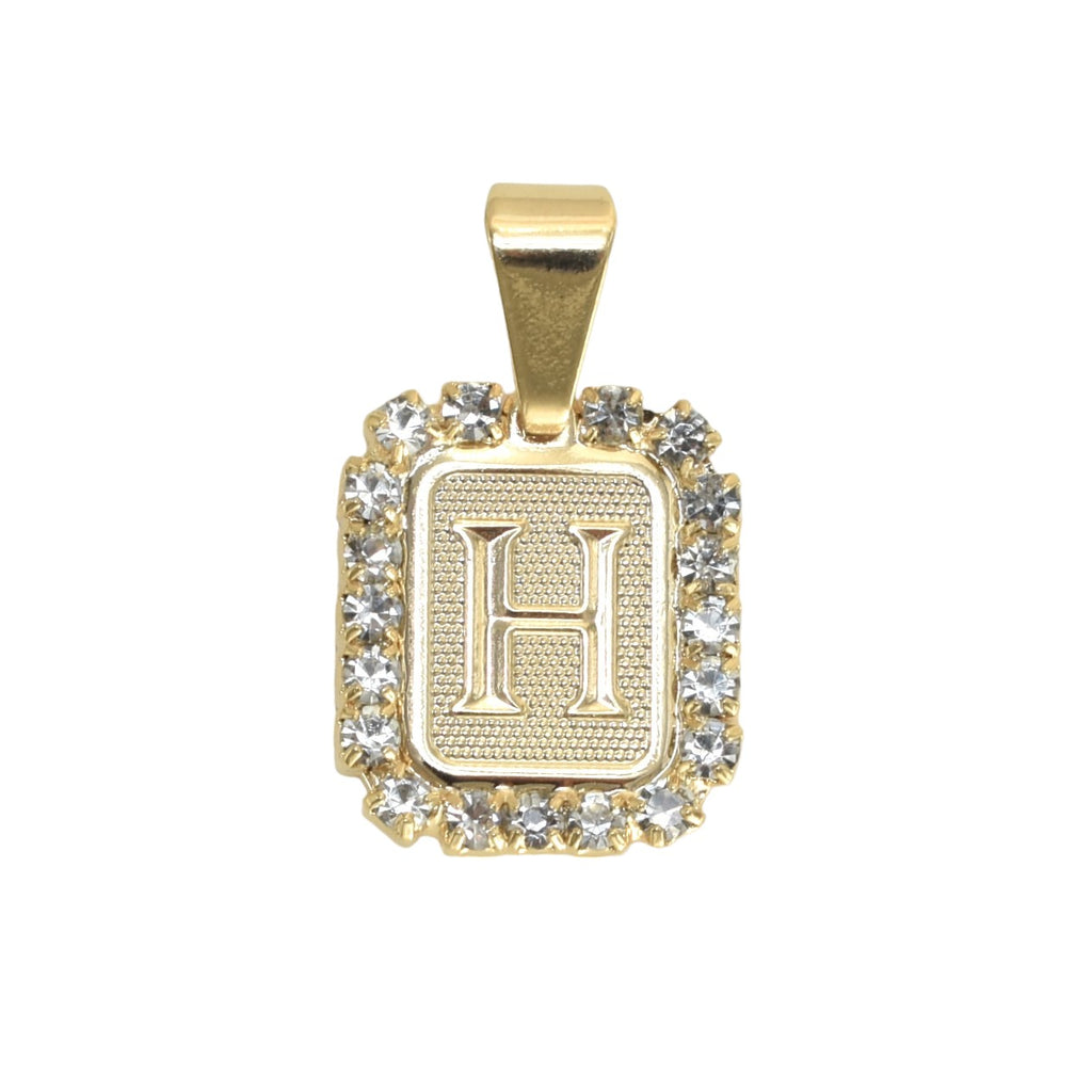 Gold Plated Letter/Initial Pendant H with CZ