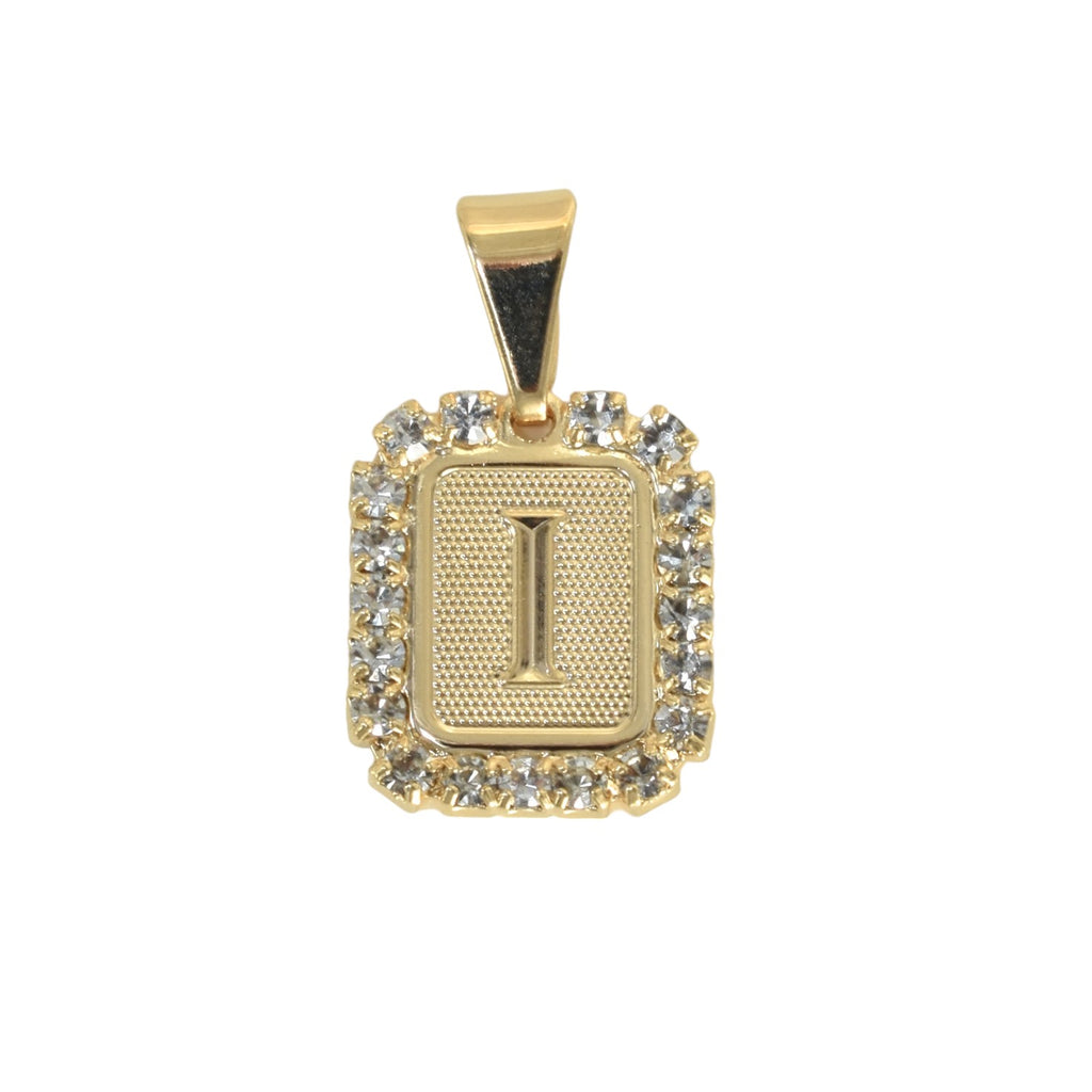 Gold Plated Letter/Initial Pendant I with CZ