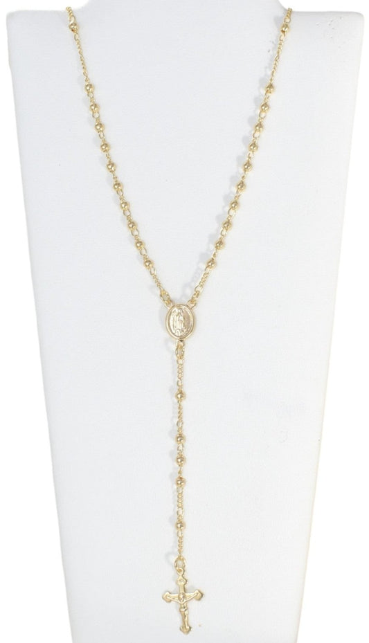 Gold Plated Rosary Pendant Necklace