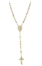 Gold Plated Tri Tone CZ Rosary| Wholesale Jewelry