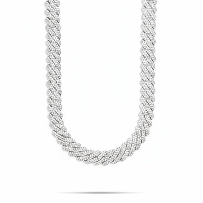12MM Iced-Out Pave Cuban Link CZ Silver Plated Chain For Men