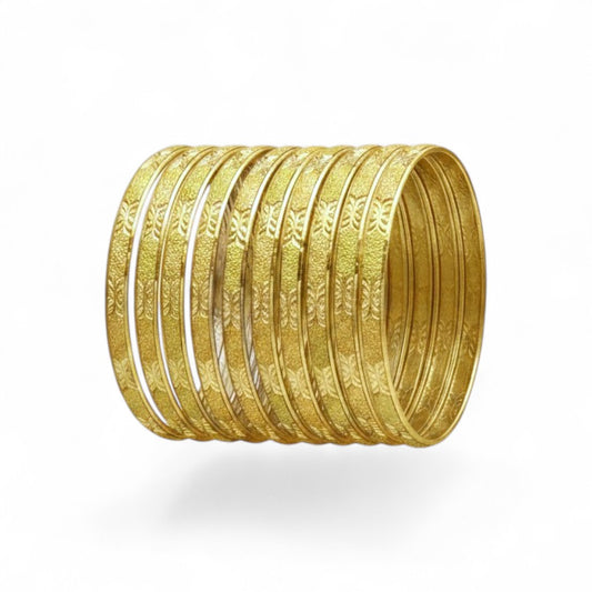 Gold Layered 6.5MM Textured Bangle Set (Pack of 12)