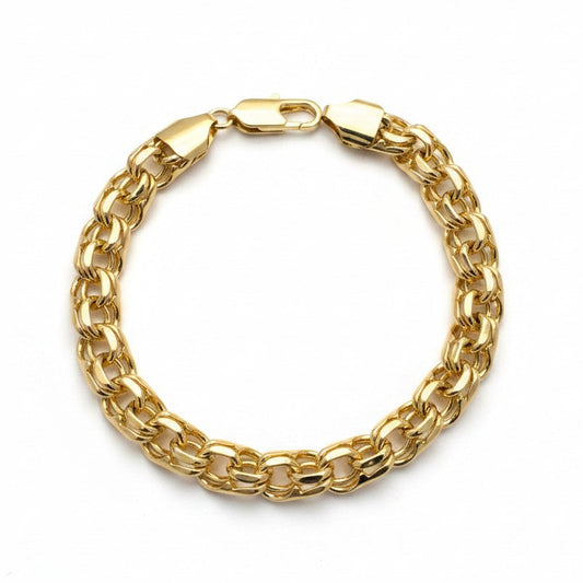 Gold chain bracelet on a white background