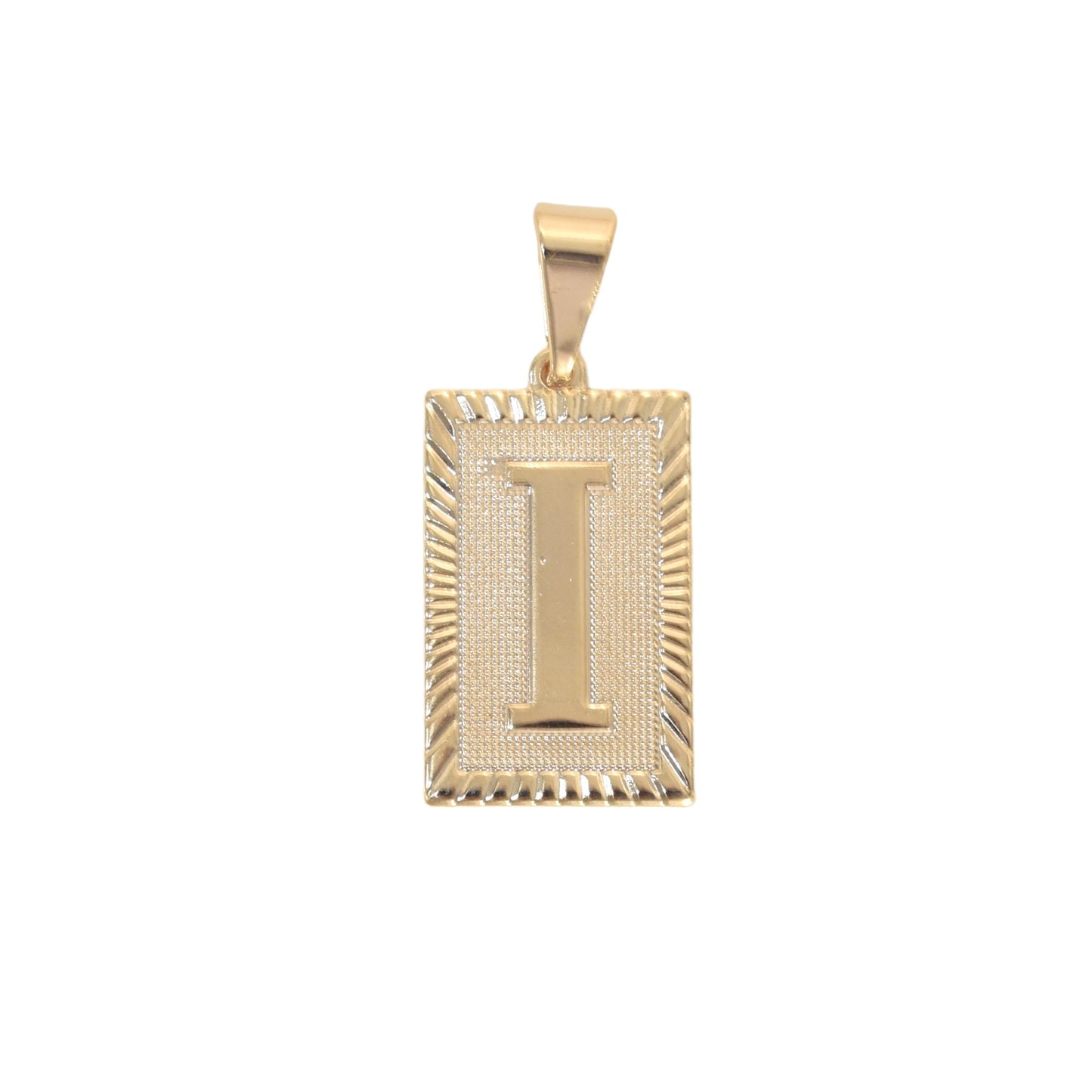Gold Plated Pendant-Initials Square Diamond Cut
