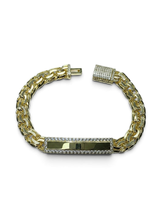 Chino Link Bracelet with CZ ID