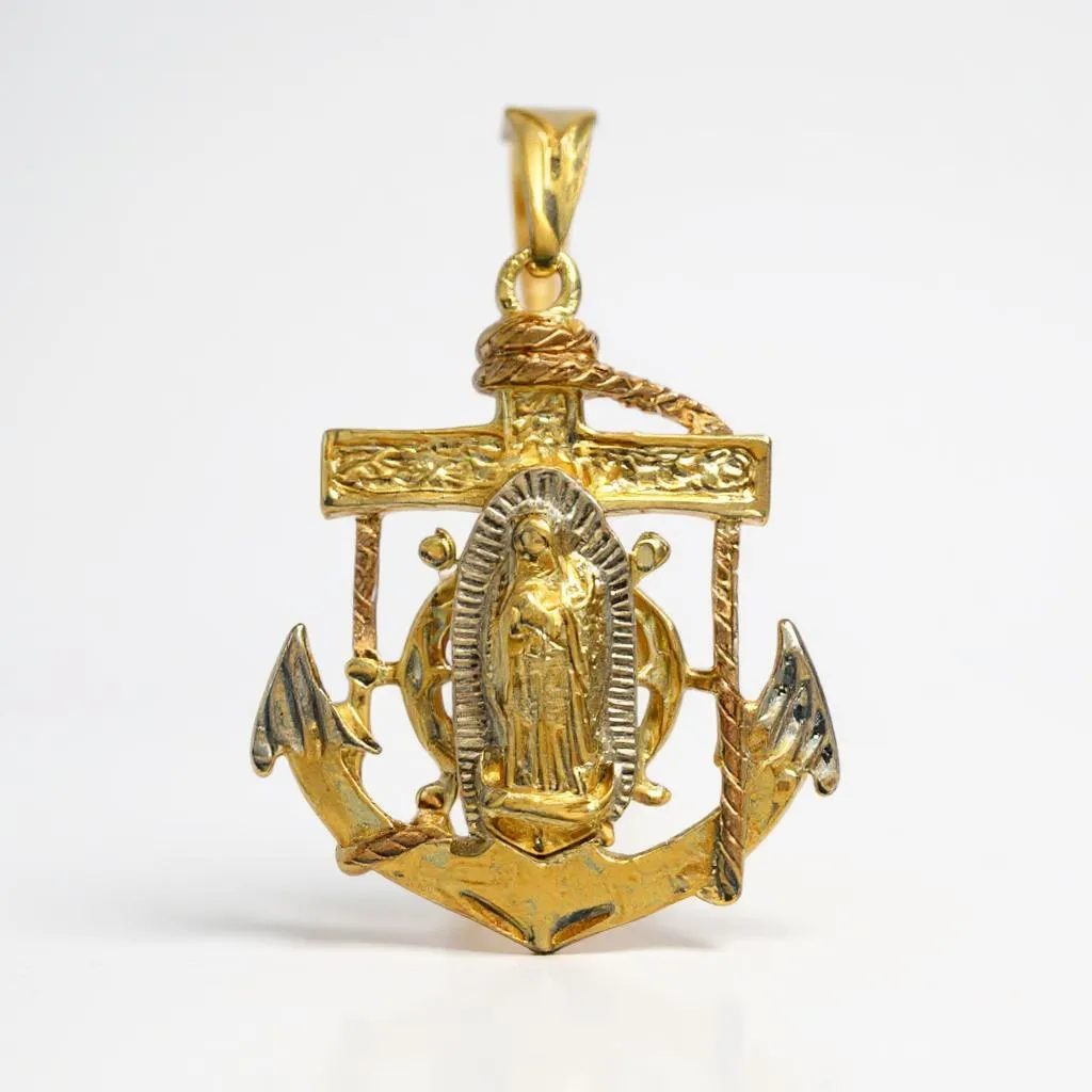 Gold Plated Virgin Mary Anchor Pendant Charm | Wholesale Jewelry - Amafhha Jewels