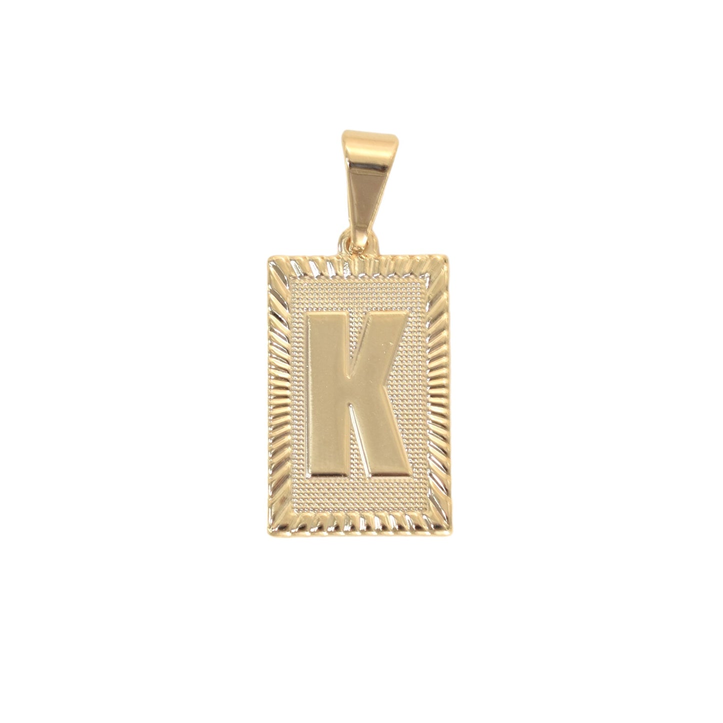 Gold Plated Pendant-Initials Square Diamond Cut