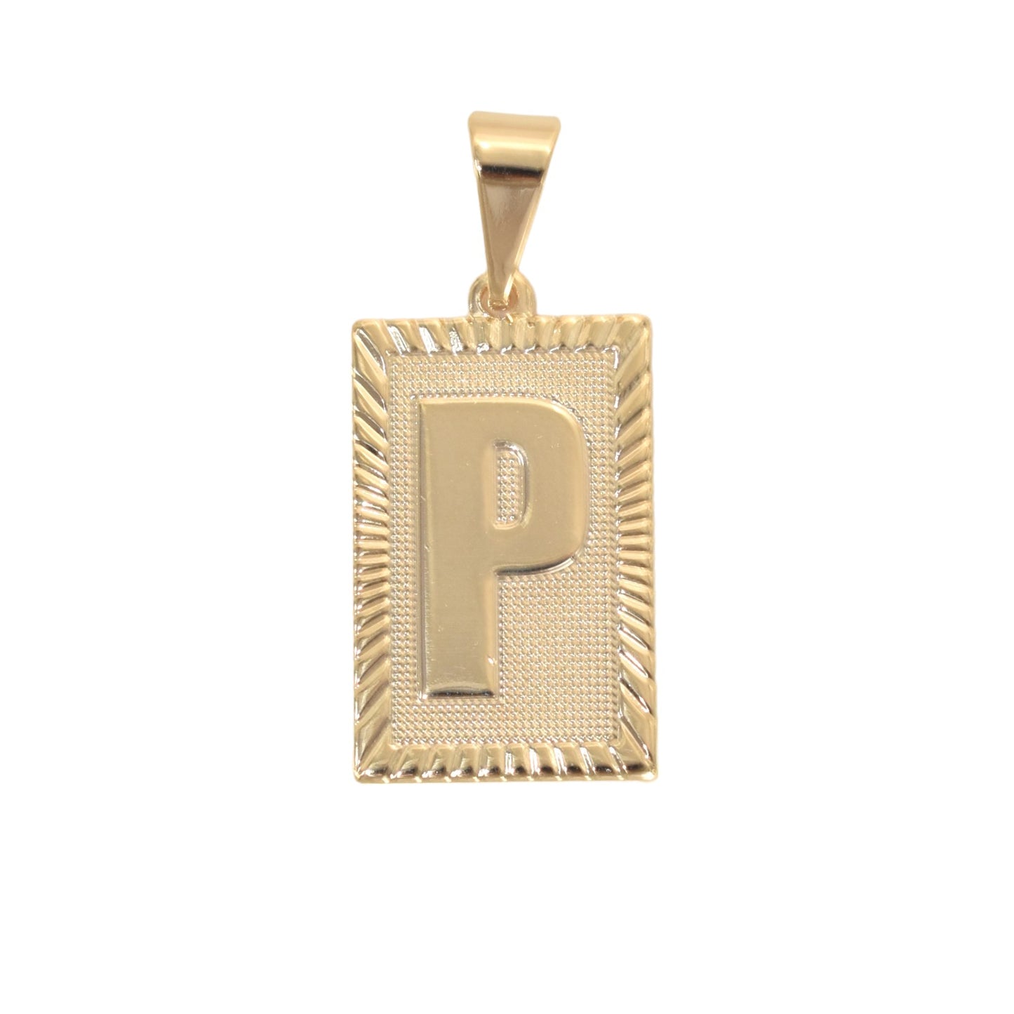Gold Plated Pendant-Initials Square Diamond Cut
