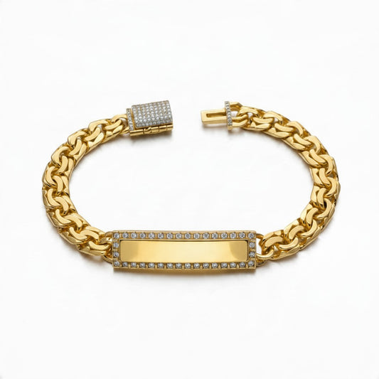 Gold Plated  Chino Link ID Bracelet - Oro Laminado