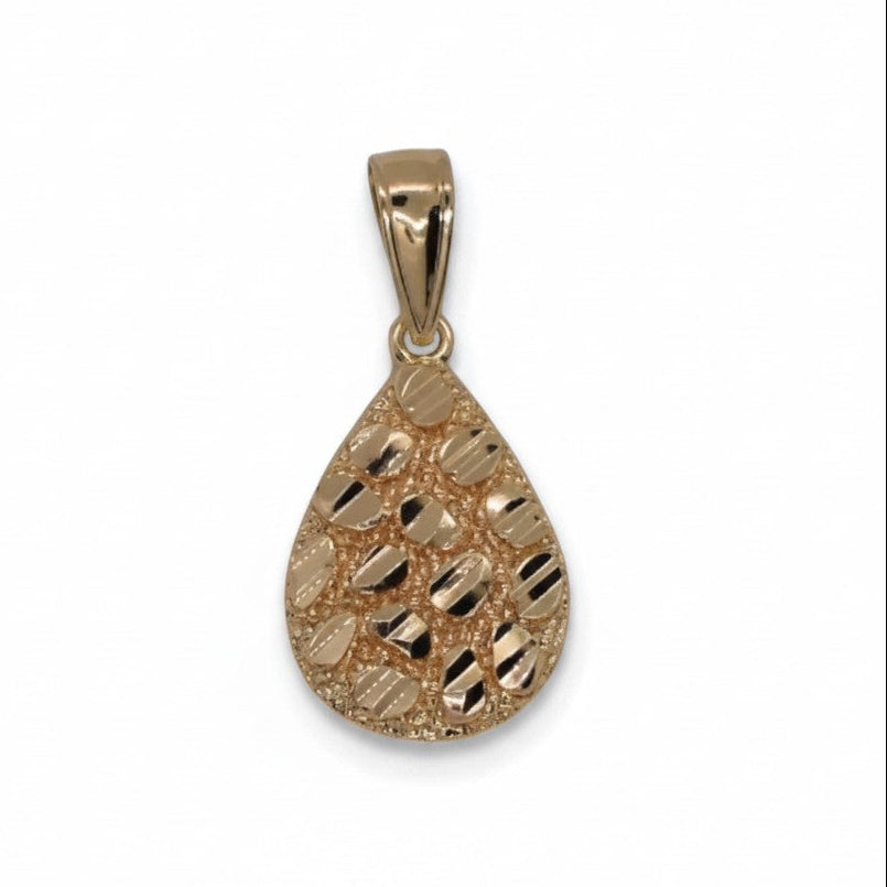 Gold Plated Teardrop Diamond Cut Nugget Pendant - Oro Laminad