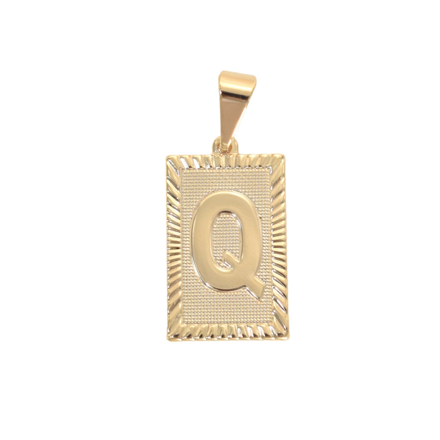 Gold Plated Pendant-Initials Square Diamond Cut