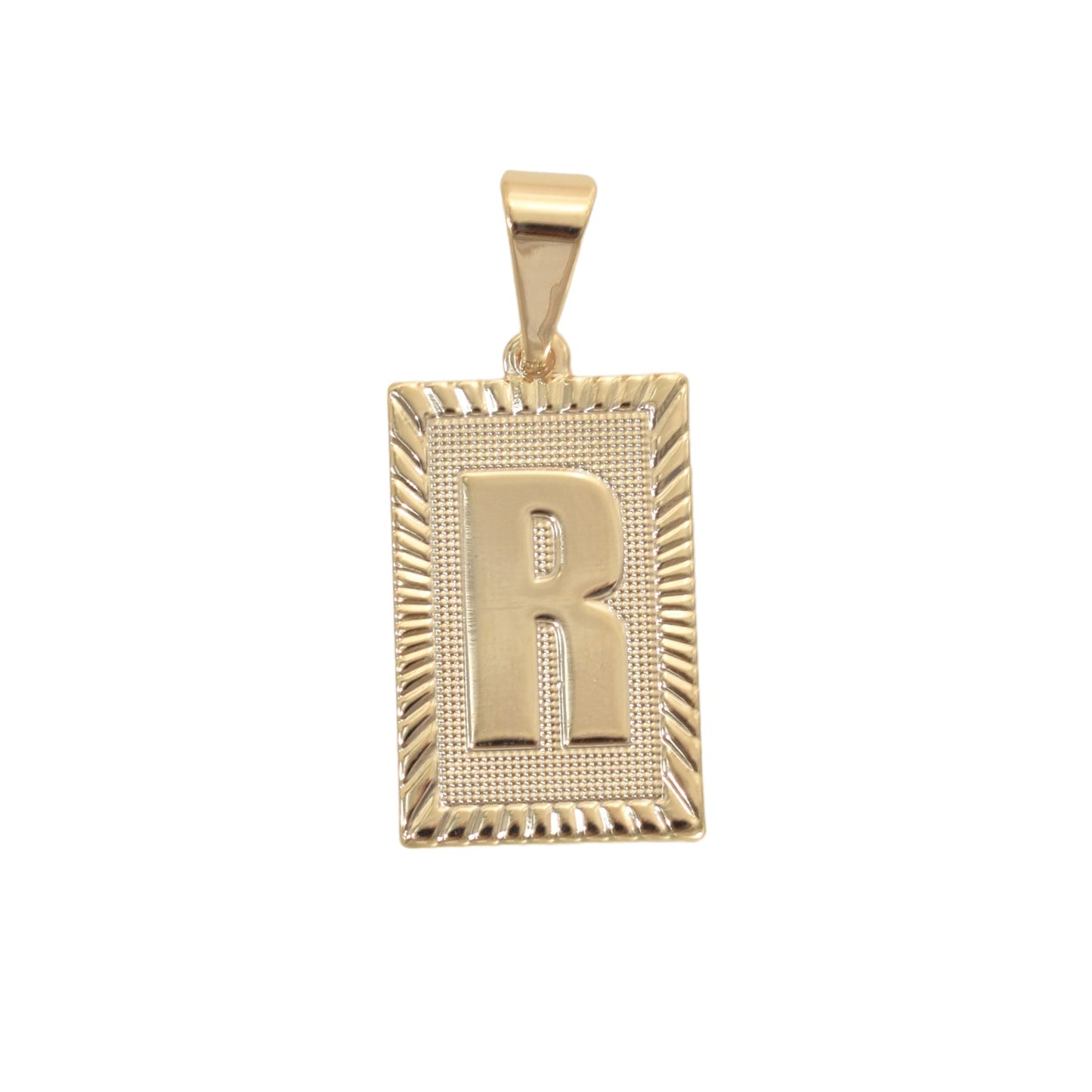 Gold Plated Pendant-Initials Square Diamond Cut