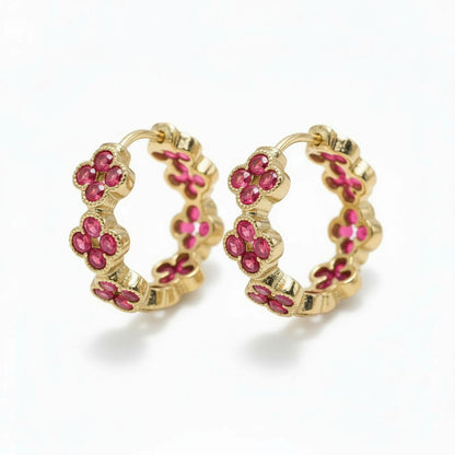 Gold Plated Multi Color Hoop Earrings