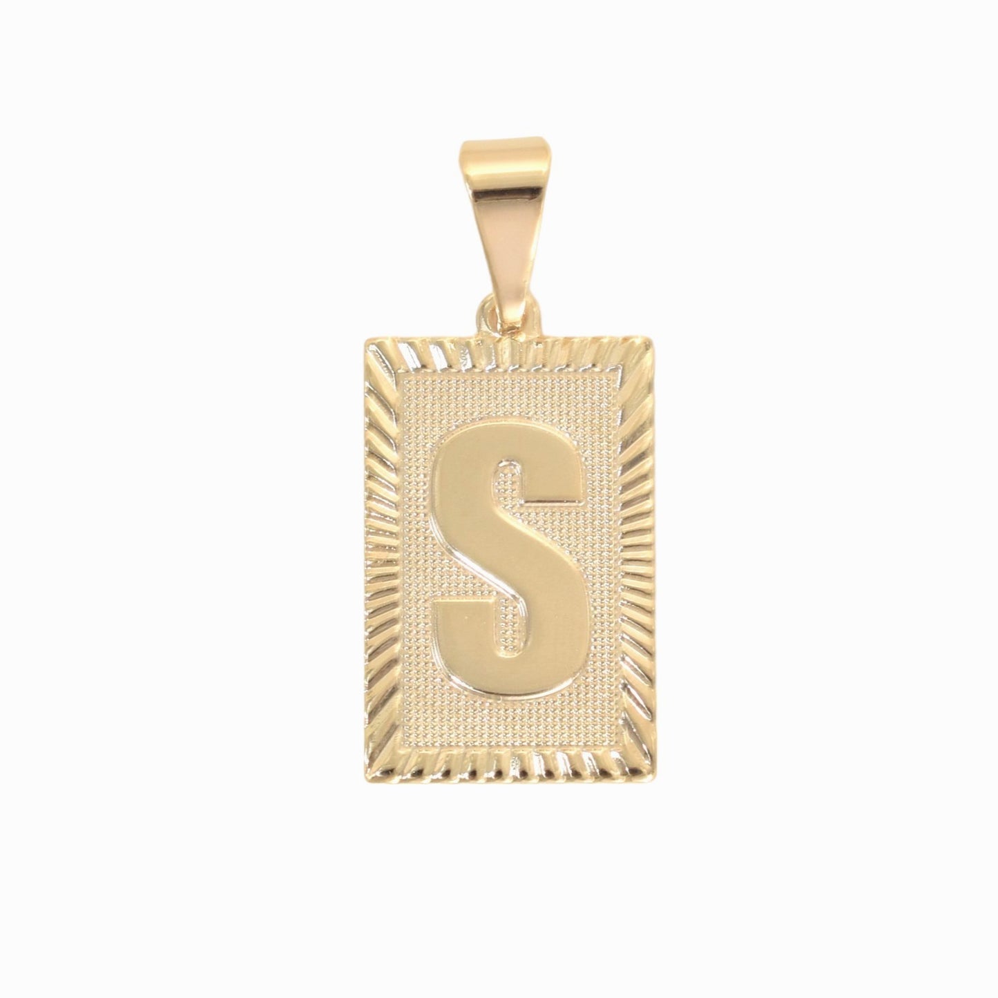 Gold Plated Pendant-Initials Square Diamond Cut