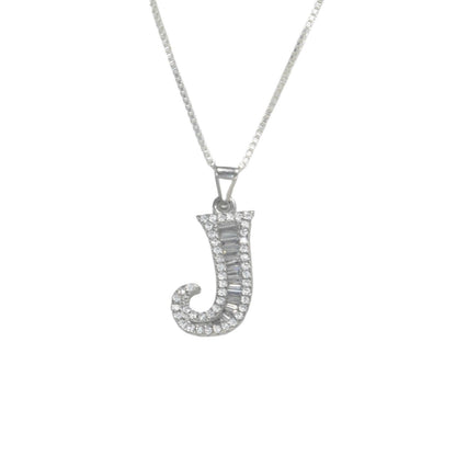 925 Sterling Silver Alphabet Pendant J | Wholesale Jewelry