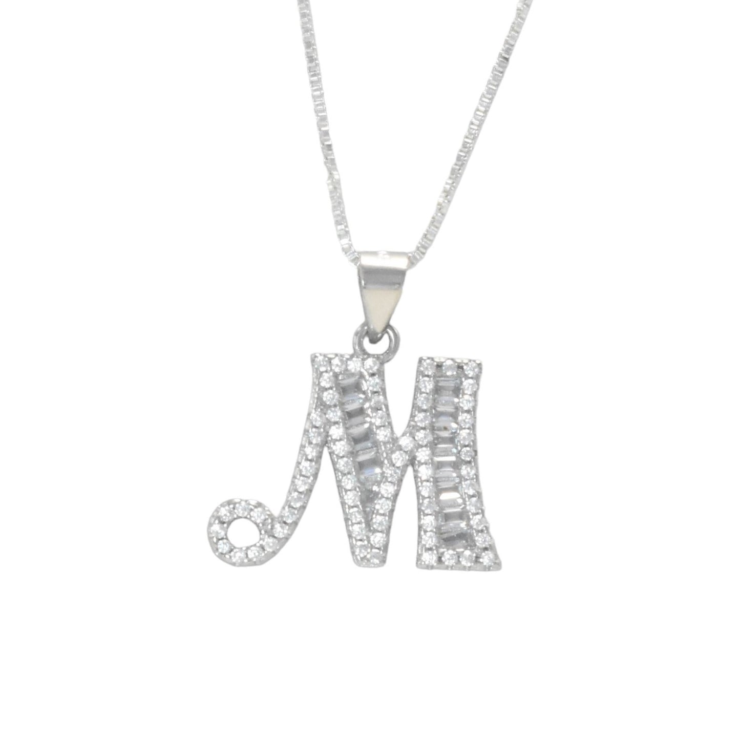 925 Sterling Silver Alphabet Pendant M | Wholesale Jewelry