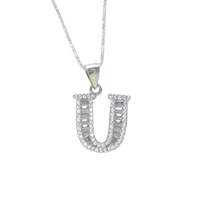 925 Sterling Silver Alphabet Pendant U | Wholesale Jewelry