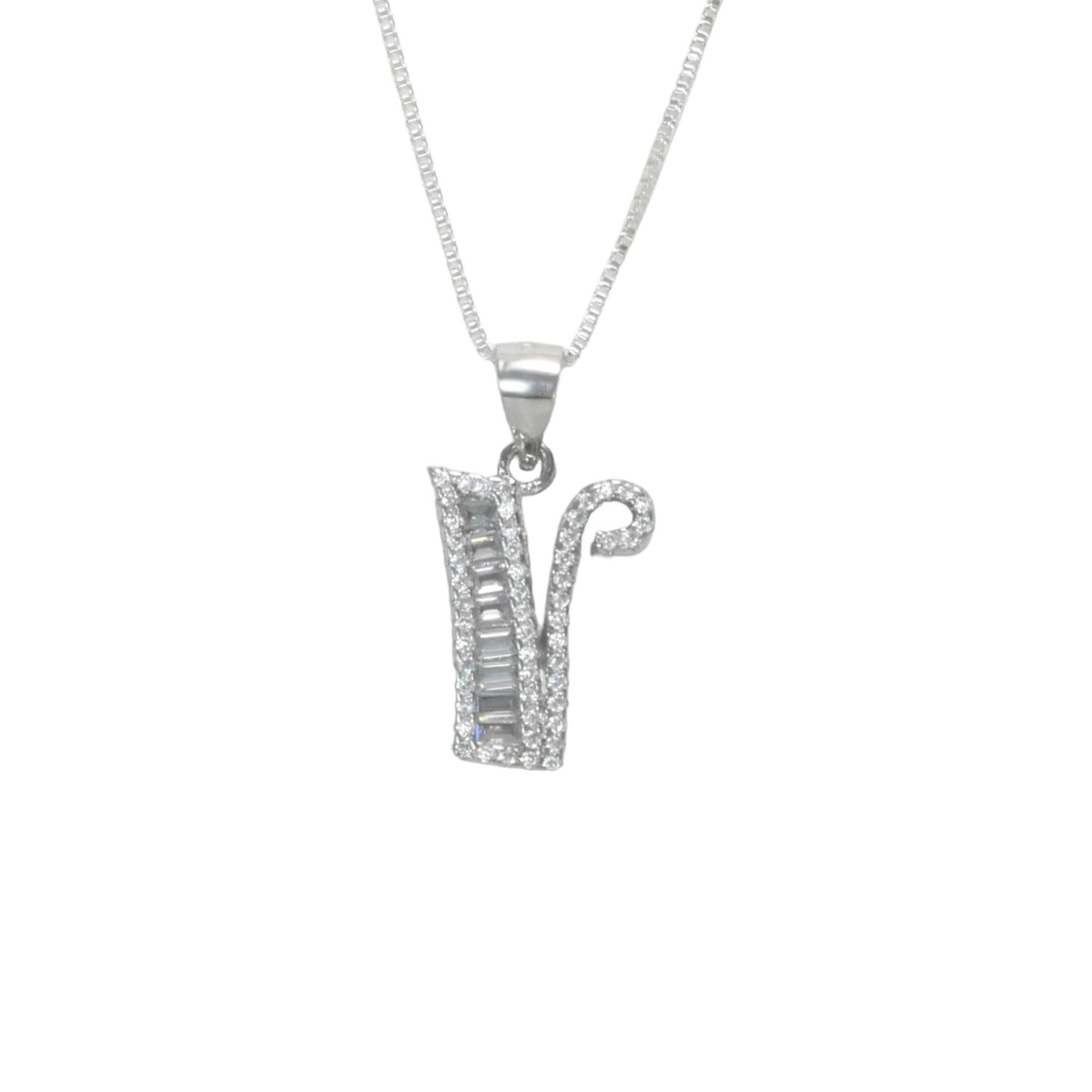 925 Sterling Silver Alphabet Pendant V | Wholesale Jewelry