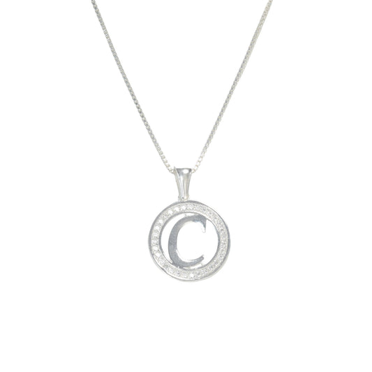 925 Sterling Silver Letter Pendant C