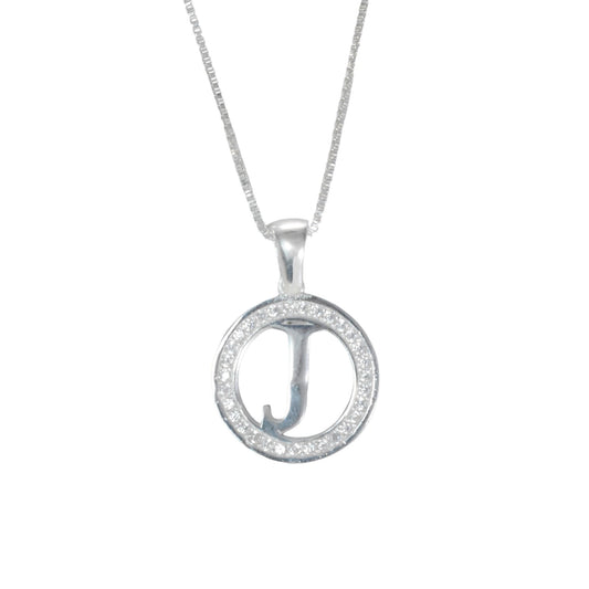 925 Sterling Silver Letter Pendant J