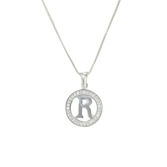 925 Sterling Silver Letter Pendant R