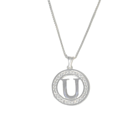 925 Sterling Silver Letter Pendant U