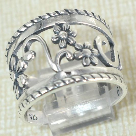 925 Plata Flor Anillos , Sterling Silver Flower Rings