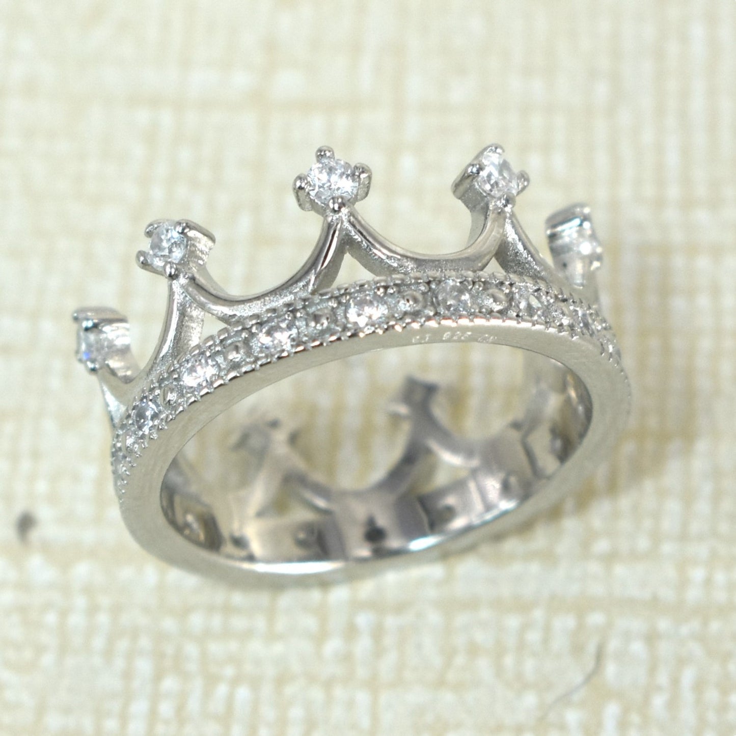 925 Plata CZ Anillos , CZ Crown Rings, Sterling Silver Rings