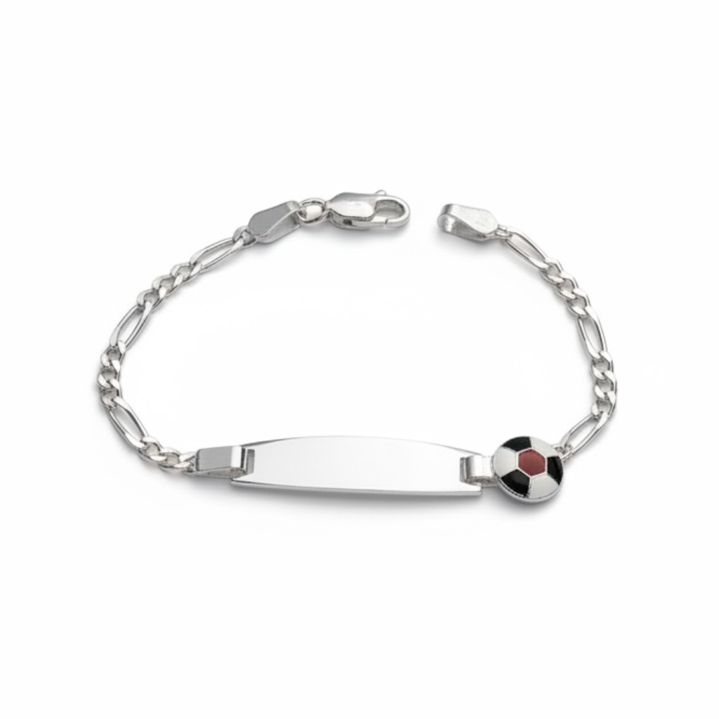 925 Sterling Silver Soccer ID Bracelet