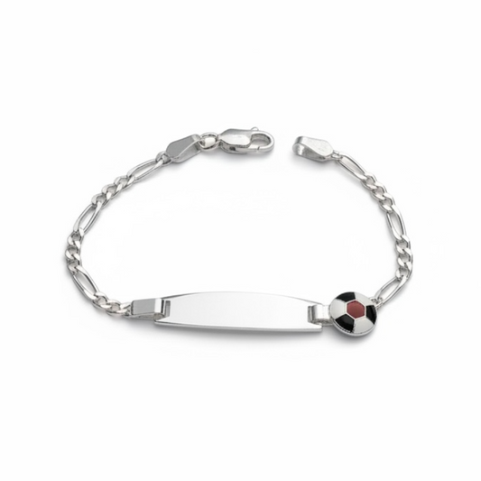 925 Sterling Silver Soccer ID Bracelet