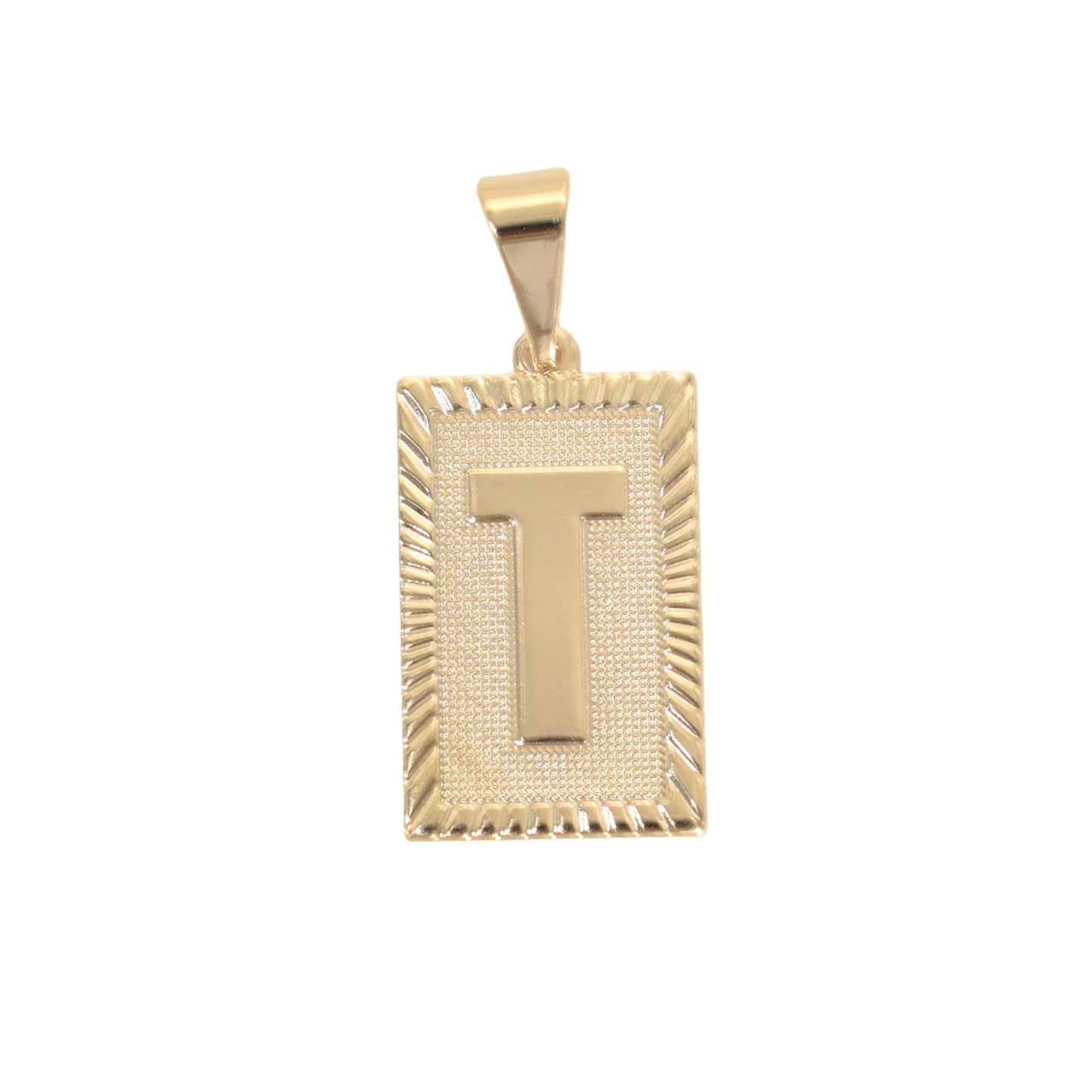 Gold Plated Pendant-Initials Square Diamond Cut