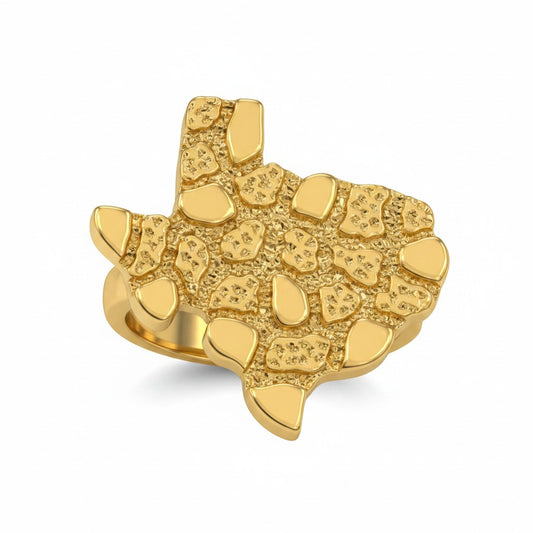 Gold Plated Texas Map Houston Edition Nugget Ring