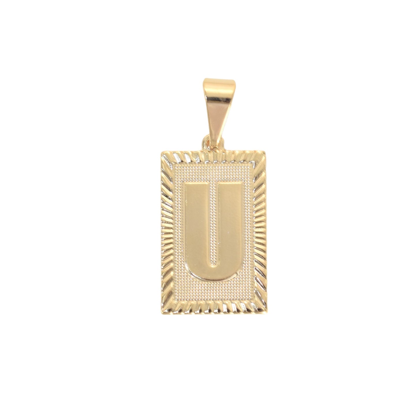 Gold Plated Pendant-Initials Square Diamond Cut