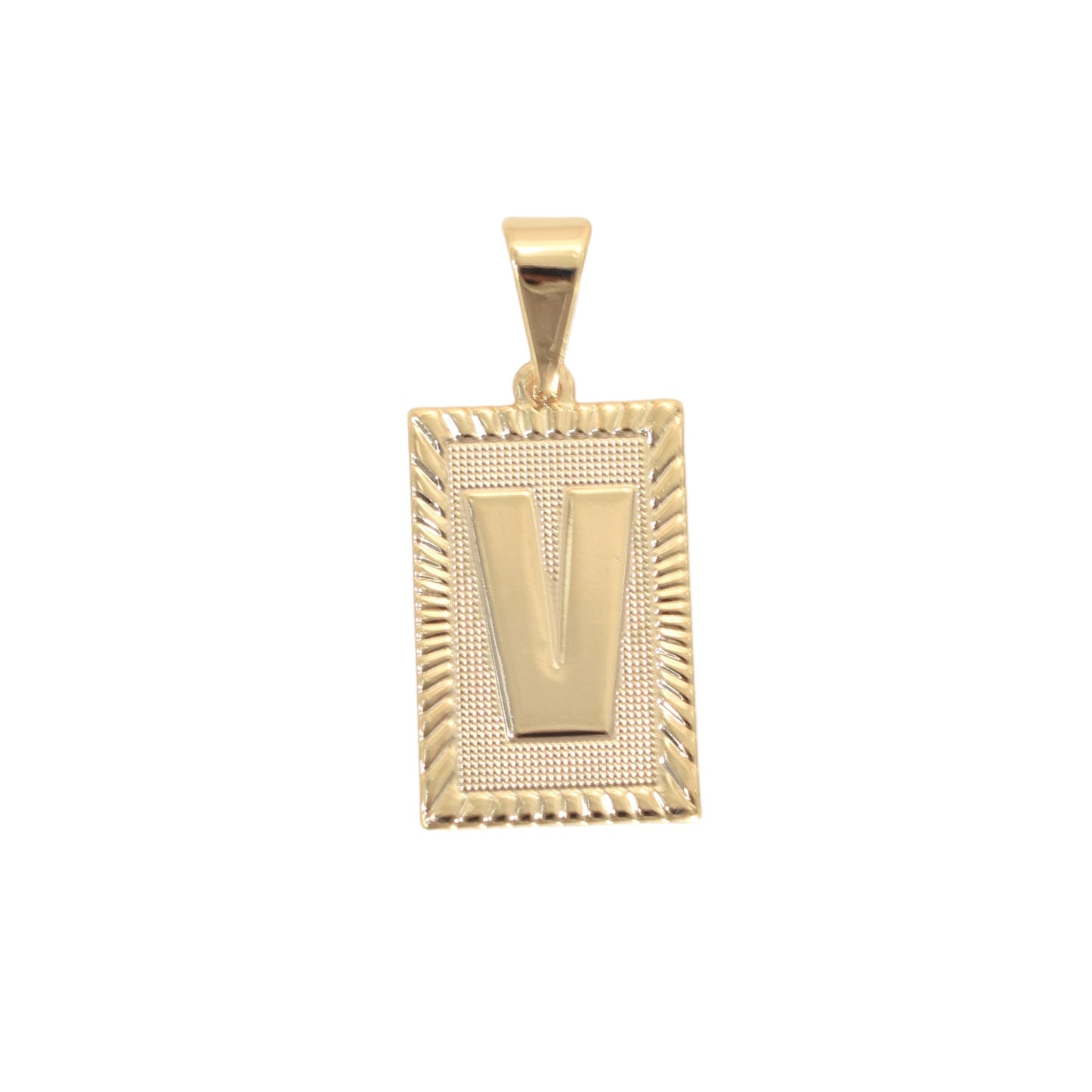 Gold Plated Pendant-Initials Square Diamond Cut