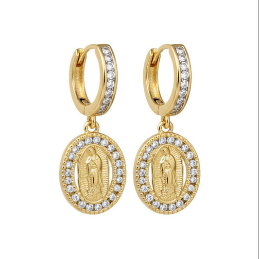 Virgin Mary Halo Huggie Earrings - Amafhha Jewels